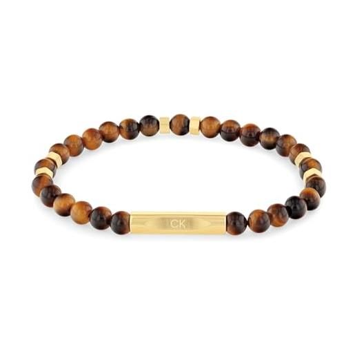 Calvin Klein braccialetto di perline da uomo collezione mixed beads con pietre occhio di tigre - 35000576