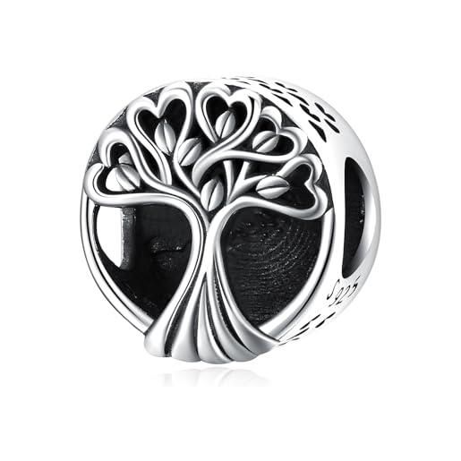 Eusense albero della vita charms in argento 925 albero della vita bead per bracciale pandora, charms di famiglia per bracciale europeo