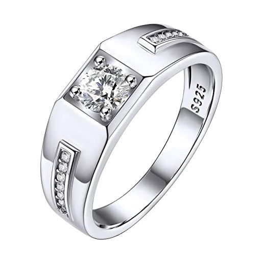Bestyle anello uomo con zirconi coppia fedine argento misura 25 anelli in argento uomo