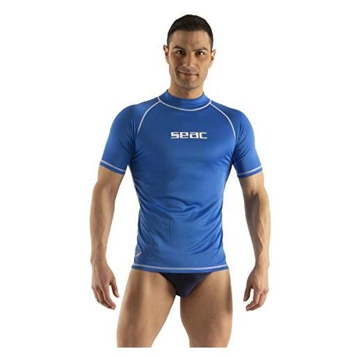 Seac t-sun short man, maglia protettiva rash guard per snorkeling e nuoto anti uv, blu, xxxl