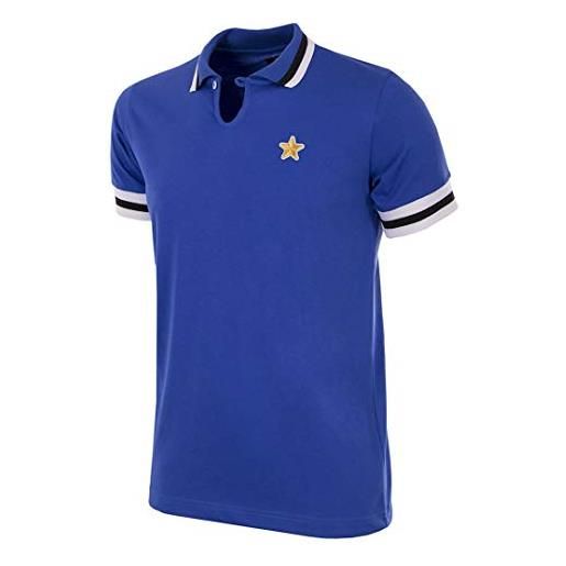 COPA juventus fc 1976-77 away coppa retro football shirt, uefa-maglietta da calcio retrò uomo, blu, xl