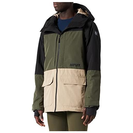Hurley thread collective inc. Rutland snowboard jacket giacca, nero/cargo khaki/khaki, l uomo
