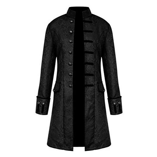 KJHSDNN uomo gothic uniforme redingote vittoriana cosplay cappotto con colletto dritto stile steampunk maschi giacca tinta unita alla moda retrò