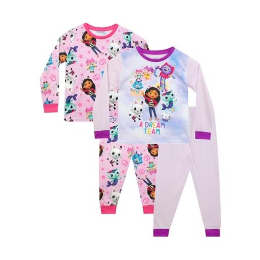 DREAMWORKS GABBY'S DOLLHOUSE pigiama da 2 pezzi | pacchetto di due pigiami | confezione da 2 pigiami | rosa 3-4 anni