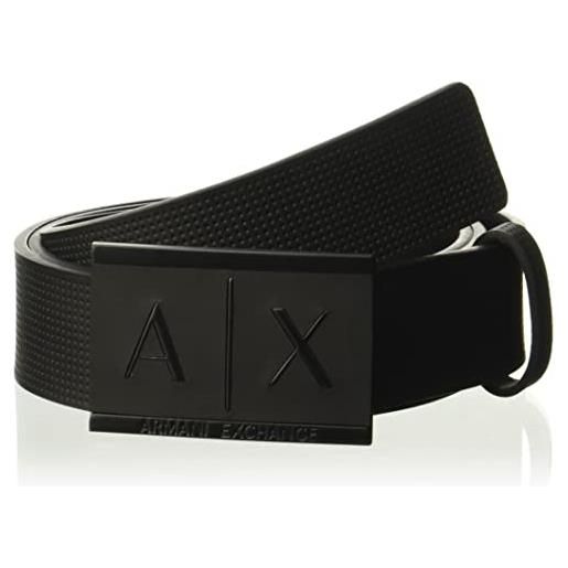 Emporio Armani armani exchange leather belt with plaque cintura, nero, 34 uomo