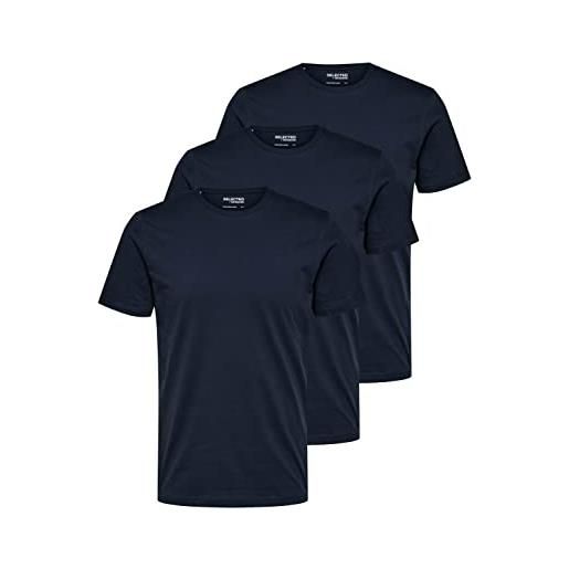 SELECTED HOMME seleted homme slhaxel ss o-neck tee w 3 pack noos t-shirt, blazer blu marine, m uomo