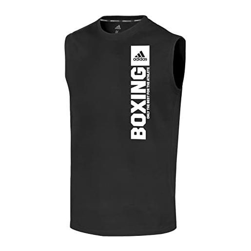 adidas community vertical t-shirt sleeveless, bianco/nero, m uomo