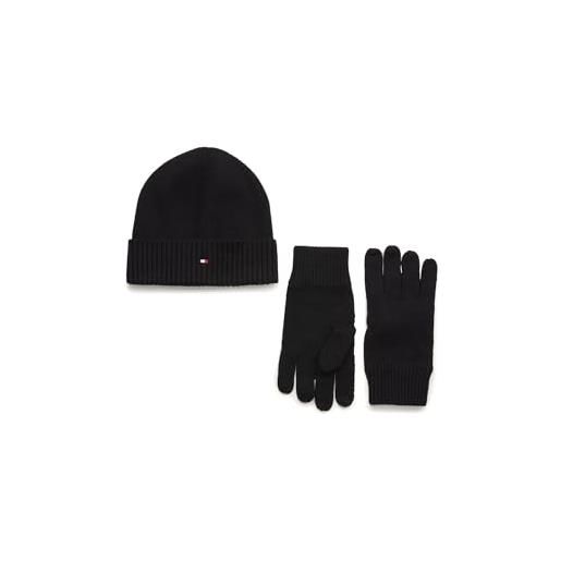 Tommy Hilfiger set regalo uomo essential set invernale berretto e sciarpa, multicolore (black), taglia unica