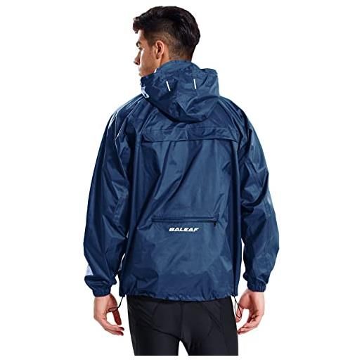 BALEAF giacca uomo impermeabile giacca sportiva uomo da ciclismo running calcio con cappuccio tasca per uomini ragazzi e donne blu navy m