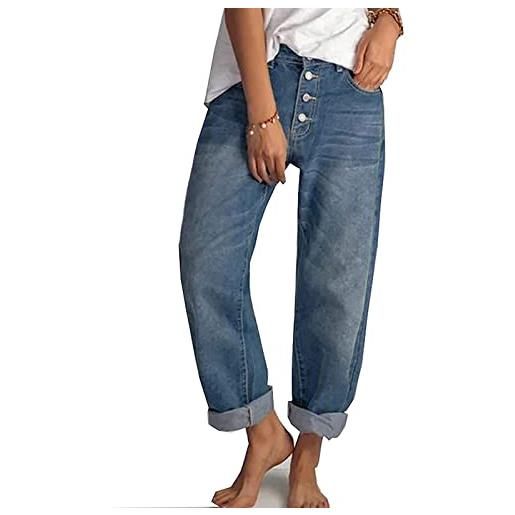 Sawmew jeans larghi da donna, jeans a gamba larga a vita alta in denim pantaloni dritti in denim larghi e-girl streetwear pantaloni pantaloni in denim a zampa (color: blue, size: s)