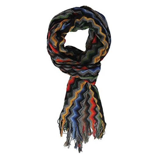 Rotfuchs sciarpa lavorata a maglia sciarpa di lana sciarpa invernale calda a zig zag alla moda lana multicolore 190 x 52 cm made in germany