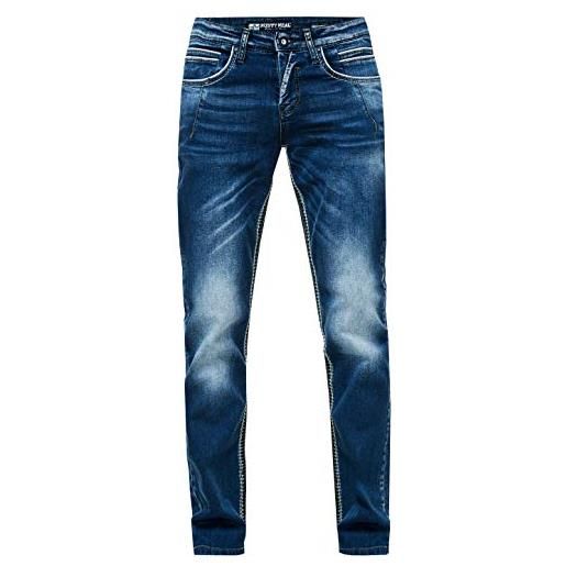 Rusty Neal jeans da uomo effetto invecchiato, colore blu scuro 'new york, lavaggio forte, stretch -47 blu scuro 38w x 34l