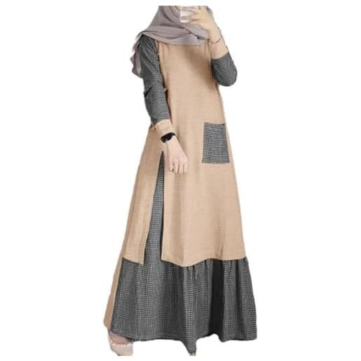 DOTBUY-SHOP muslim dress woman casual abaya islamic donna maxi elegante maniche lunghe poliestere moda girocollo kaftan plus size caftan dubai loose per vita quotidiana s-5xl