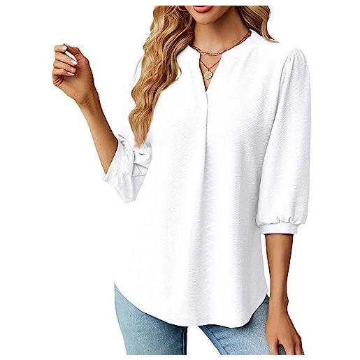 DOACT top camicia da donna, scollo a v, manica a tre quarti, elegante, versatile, altamente traspirante per lo shopping (xl)