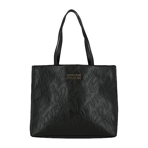 Versace borse donna shopper nero borsa nera da donna tote con logo lettering gold brush couture autunno inverno 2022/23 100% poliestere 73va4bi3zs452 899 uni