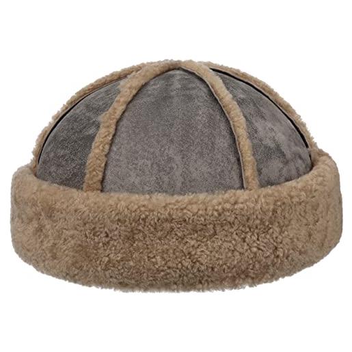 Stetson berretto reversibile lambskin docker uomo - made in germany pelle calotta calotte autunno/inverno - l (58-59 cm) beige