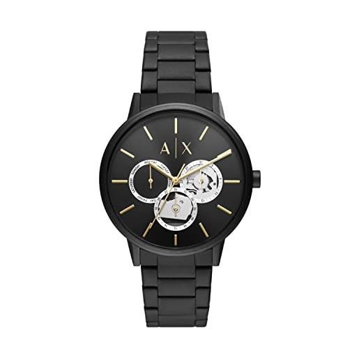 Armani Exchange orologio da uomo, movimento al quarzo, cassa in acciaio inox nero da 42 mm con bracciale in acciaio inox, ax2748