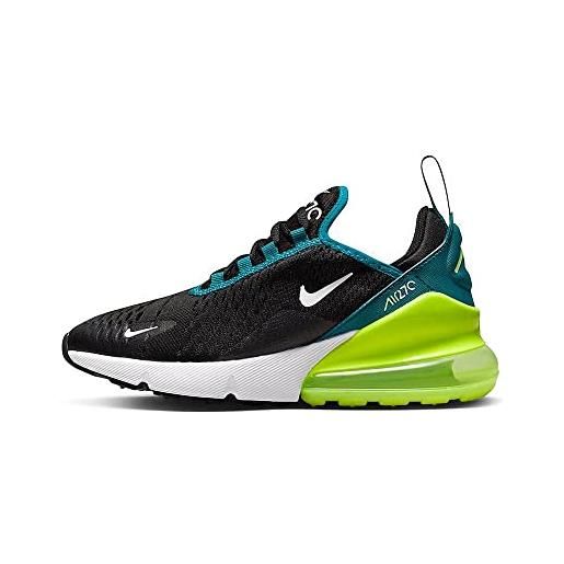 Nike air max 270 gs running trainers 943345 sneakers scarpe (uk 5 us 5.5y eu 38, black white bright spruce 026)