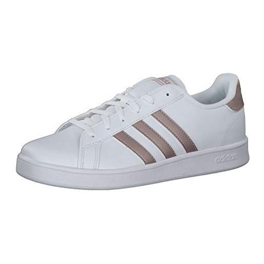 Adidas grand court k, scarpe unisex - adulto, bianco/grigio vapore met. /granito chiaro, 36 2/3 eu