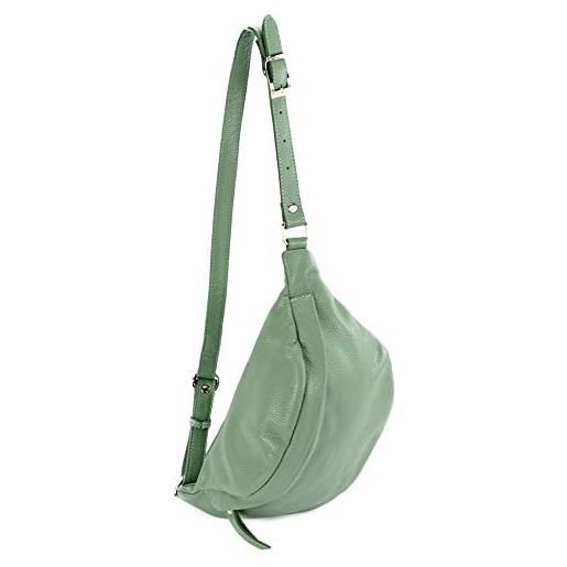 modamoda de - borsa italiana manuale/sera piccola in pelle t77, colore: graugrün