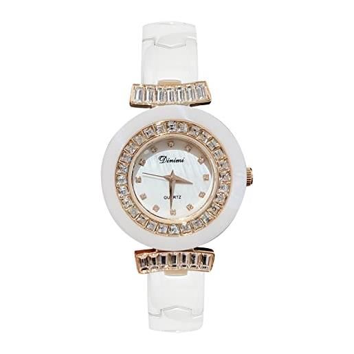 RORIOS orologio donna orologio quarzo con cinturino in ceramica orologio moda impermeabile orologio da polso diamanti per ragazza donna