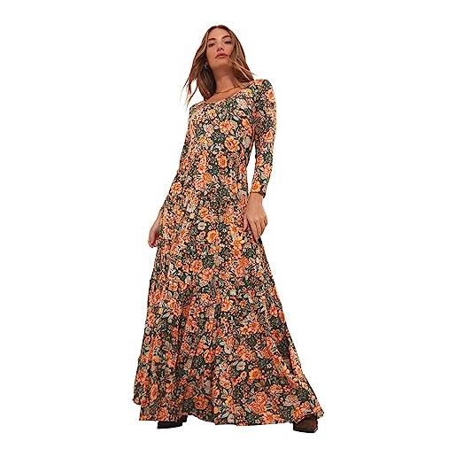 Joe Browns boho floral print long sleeve maxi dress vestito casual, multi, 34 donna