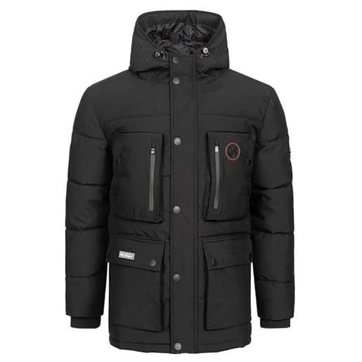 Geographical Norway albert men - giacca uomo imbottita calda autunno-invernale - cappotto caldo - giacche antivento a maniche lunghe e tasche (noir l)