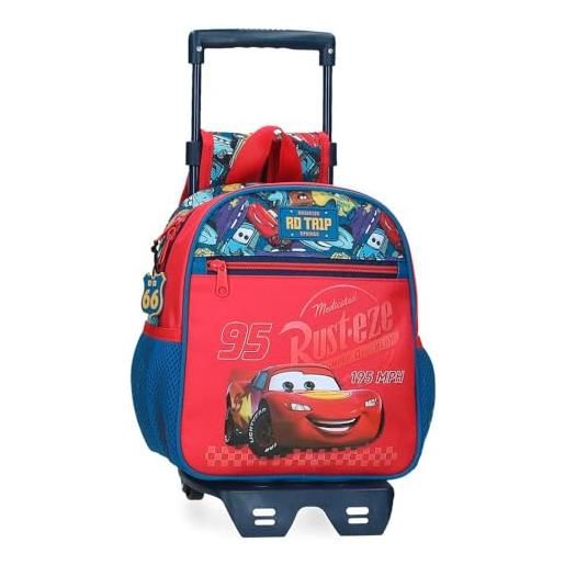 Disney joumma cars rd trip zaino scuola con carrello rosso 23 x 25 x 10 cm poliestere 5,75 l, rosso, zaino scuola con carrello
