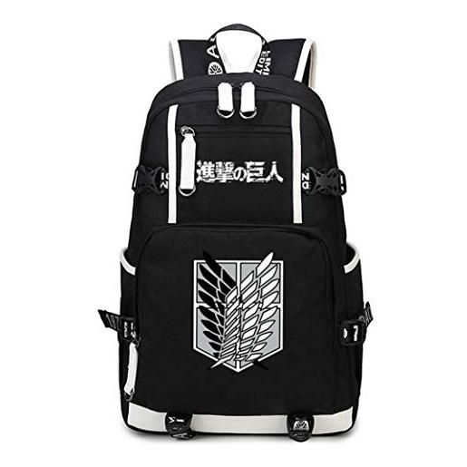 WANHONGYUE l'attacco dei giganti attack on titan anime laptop backpack borsa da scuola zaino studente zaini casual zainetto nero-5