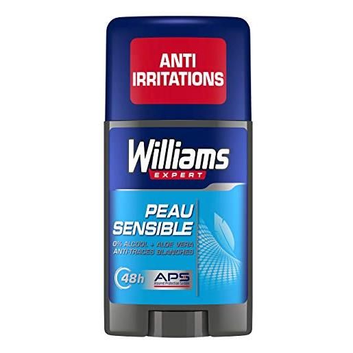 Williams - deodorante da uomo expert, in stick, antibatterico, protezione 24h, niente tracce bianche né odori, formula dermatologicamente testata, per pelli sensibili (confezione da 6 x 75 ml)