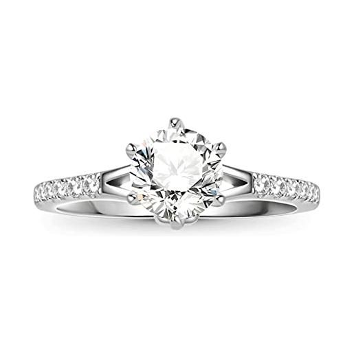 GNOCE anello my only love anello promessa taglio rotondo pietra cz argento 925 regalo per san valentino (argento, 18)
