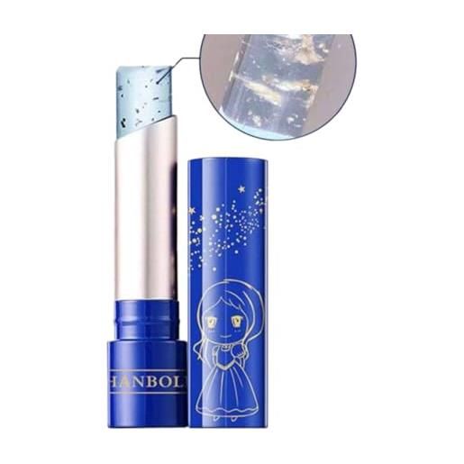 Genérico rossetto blu con tocco di lusso: variazione di temperatura e lamina d'oro per un look idratato e glamour