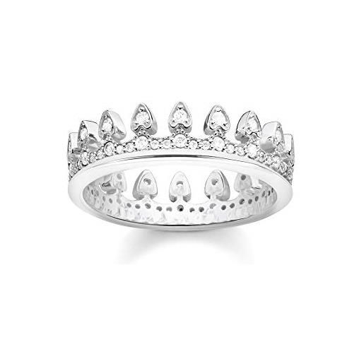 Thomas sabo anello da donna con corona in argento sterling 925, tr2235-051-14, 60 cm, argento sterling, zirconia cubica