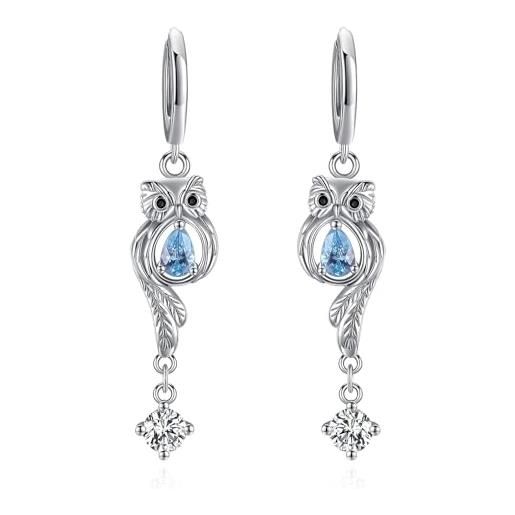 Eusense orecchini a forma di gufo in argento 925 gioielli con orecchini per ragazze donne signore