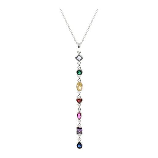 Bellitia Jewelry collane lunghe ciondolo con zirconi cubici, nappa collana a catena moda in argento sterling 925 per donna, gioielli con pietre multicolore