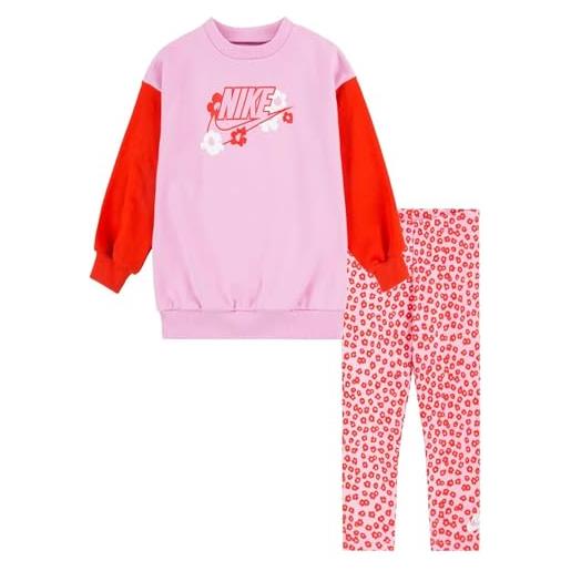 Nike tuta da bambina floral legging rosa taglia 6-7 a codice 36l827-aah