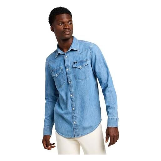 Lee camicia western regolare maglietta, shasta blue, xxl uomo
