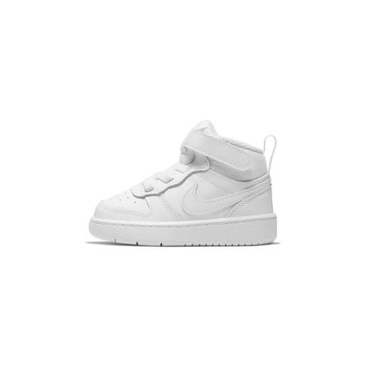 Nike court borough mid 2 (td), sneaker bambino, white/white-white, 27 eu