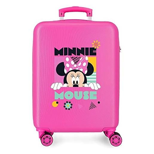 Disney valigia da cabina Disney minnie geometric pink 38x55x20 cm rigida abs chiusura a combinazione laterale 35l 2 kg 4 doppie ruote bagaglio a mano