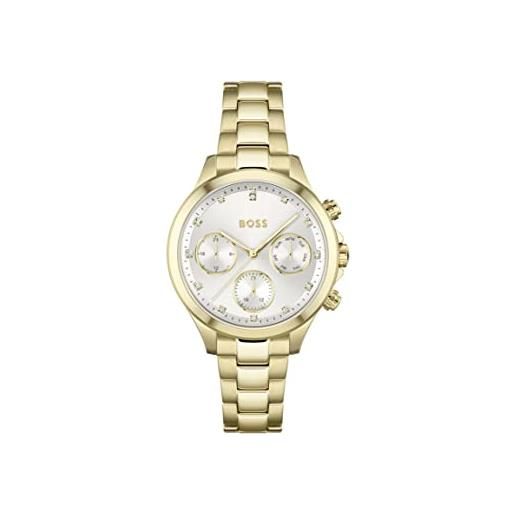 Boss orologio analogico multifunzione al quarzo da donna con cinturino in acciaio inossidabile dorato - 1502628