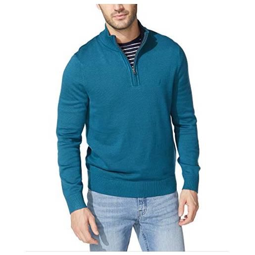 Nautica maglione da uomo con zip, corallo blu