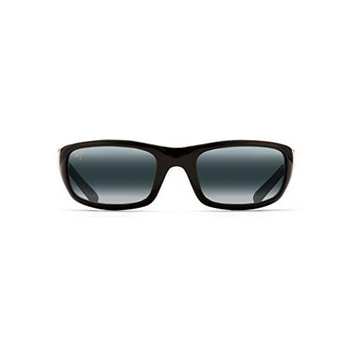 Maui Jim maui stingray h103 - occhiali da sole da uomo e da donna, nero lucido, 55
