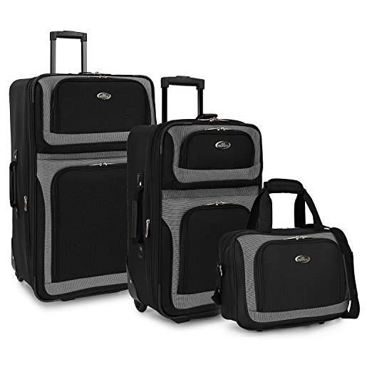 U.S. Traveler bagagli di rotolamento espandibili dobby del viaggiatore degli stati uniti, nero (nero) - us6300k3