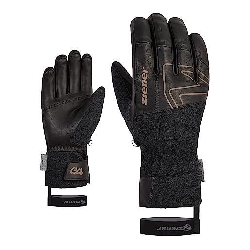 Ziener ganghofer - guanti da sci da uomo, per sport invernali, extra caldi, in lana senza pfc, nero, 7,5