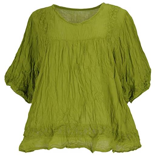GURU SHOP camicetta da donna in cotone, colore rosso, taglia 40, verde lime , 46
