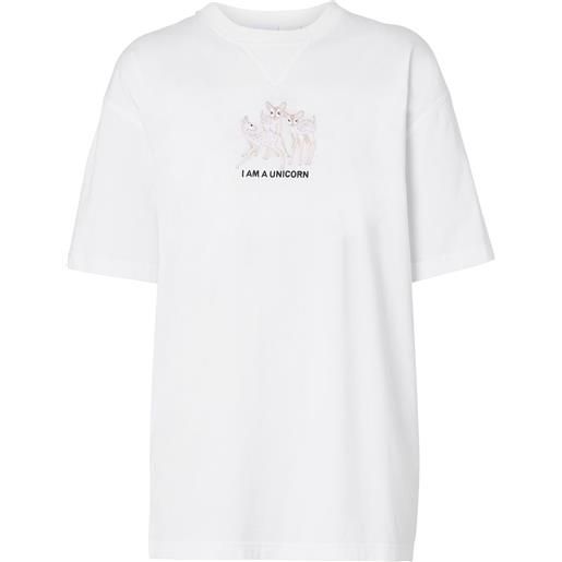 Burberry t-shirt con ricamo oversize - bianco