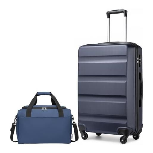 Kono set di bagagli a mano bagaglio a mano valigia media grande check in valigia con serratura tsa guscio rigido abs valigia da viaggio con ryanair sotto il sedile borsa da cabina 40 x 20 x 25, marina