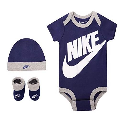 Nike futura logo set da 3 pezzi body, blue void, 86-92 unisex-bambini e ragazzi