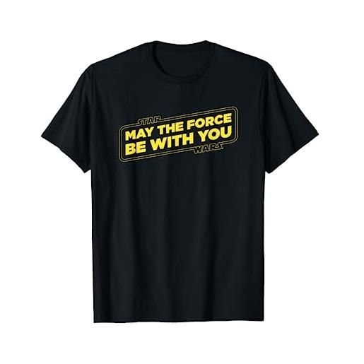 Star Wars force slogan yellow maglietta