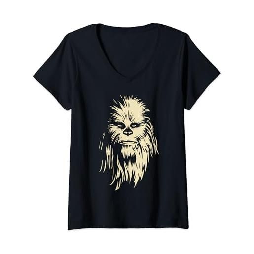 Star Wars chewbacca face shadow maglietta con collo a v